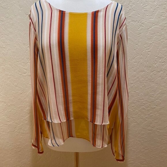 NWOT Anthropologie sheer layered stripe blouse XL - Picture 2 of 8